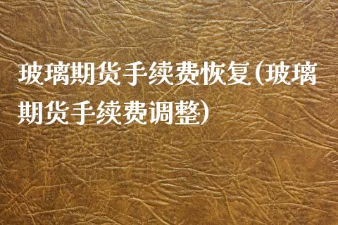 玻璃期货手续费恢复(玻璃期货手续费调整)_https://www.liuyiidc.com_国际期货_第1张