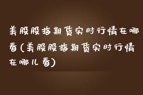 美股股指期货实时行情在哪看(美股股指期货实时行情在哪儿看)_https://www.liuyiidc.com_期货品种_第1张