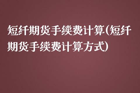 短纤期货手续费计算(短纤期货手续费计算方式)_https://www.liuyiidc.com_理财品种_第1张