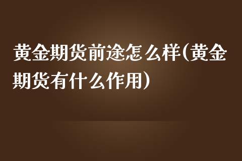 黄金期货前途怎么样(黄金期货有什么作用)_https://www.liuyiidc.com_理财品种_第1张