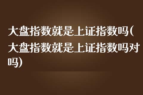 大盘指数就是上证指数吗(大盘指数就是上证指数吗对吗)_https://www.liuyiidc.com_国际期货_第1张