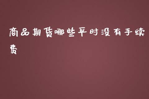 商品期货哪些平时没有手续费_https://www.liuyiidc.com_期货软件_第1张