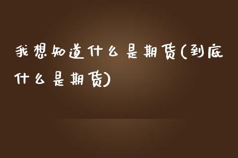 我想知道什么是期货(到底什么是期货)_https://www.liuyiidc.com_恒生指数_第1张