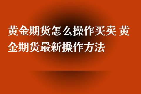 黄金期货怎么操作买卖 黄金期货最新操作方法_https://www.liuyiidc.com_黄金期货_第1张