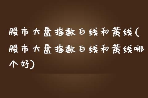 股市大盘指数白线和黄线(股市大盘指数白线和黄线哪个好)_https://www.liuyiidc.com_国际期货_第1张