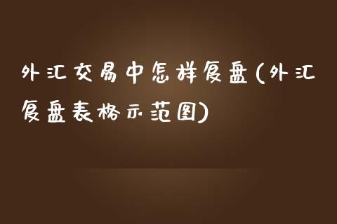 外汇交易中怎样复盘(外汇复盘表格示范图)_https://www.liuyiidc.com_期货直播_第1张