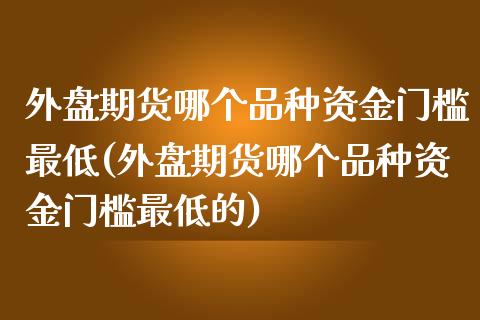 外盘期货哪个品种资金门槛最低(外盘期货哪个品种资金门槛最低的)_https://www.liuyiidc.com_基金理财_第1张