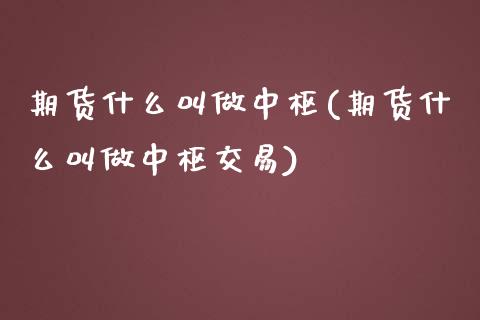 期货什么叫做中枢(期货什么叫做中枢交易)_https://www.liuyiidc.com_理财品种_第1张