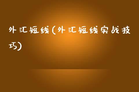 外汇短线(外汇短线实战技巧)_https://www.liuyiidc.com_股票理财_第1张