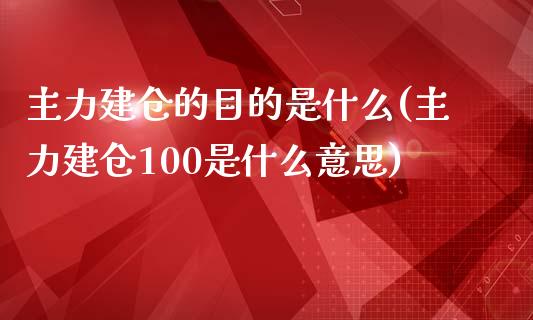 主力建仓的目的是什么(主力建仓100是什么意思)_https://www.liuyiidc.com_期货品种_第1张