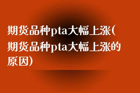 期货品种pta大幅上涨(期货品种pta大幅上涨的原因)_https://www.liuyiidc.com_期货交易所_第1张