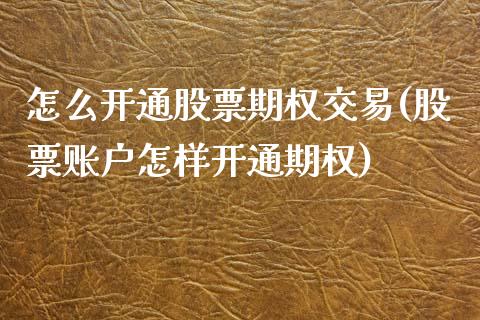 怎么开通股票期权交易(股票账户怎样开通期权)_https://www.liuyiidc.com_期货知识_第1张