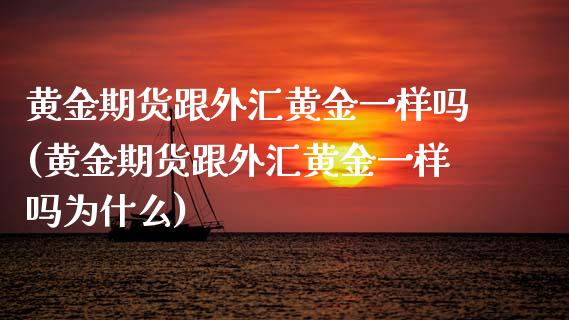 黄金期货跟外汇黄金一样吗(黄金期货跟外汇黄金一样吗为什么)_https://www.liuyiidc.com_期货交易所_第1张