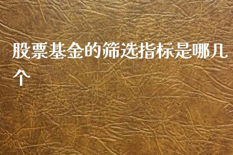 股票基金的筛选指标是哪几个_https://www.liuyiidc.com_期货软件_第1张