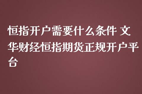 恒指需要什么条件 财经恒指期货平台_https://www.liuyiidc.com_理财百科_第1张