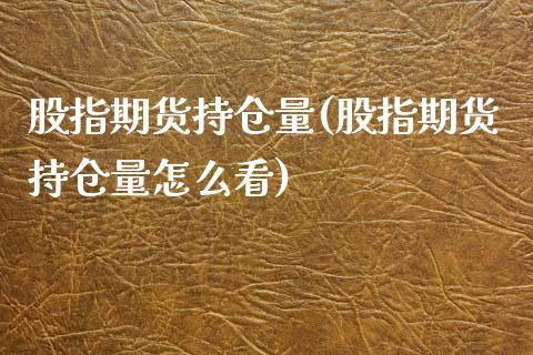 股指期货持仓量(股指期货持仓量怎么看)_https://www.liuyiidc.com_股票理财_第1张