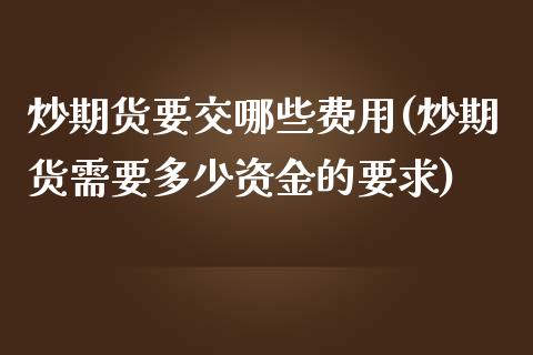 炒期货要交哪些费用(炒期货需要多少资金的要求)_https://www.liuyiidc.com_期货直播_第1张