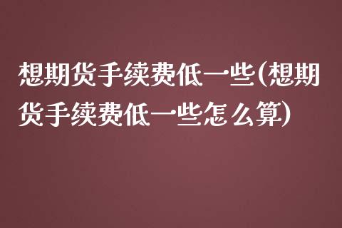 想期货手续费低一些(想期货手续费低一些怎么算)_https://www.liuyiidc.com_期货直播_第1张