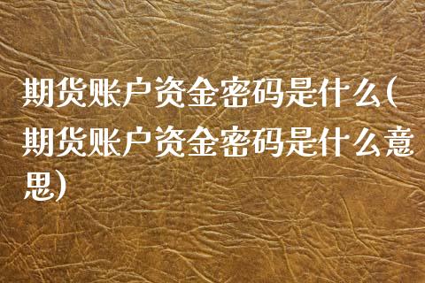 期货账户资金**是什么(期货账户资金**是什么意思)_https://www.liuyiidc.com_国际期货_第1张