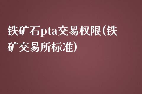 铁矿石pta交易权限(铁矿交易所标准)_https://www.liuyiidc.com_期货直播_第1张