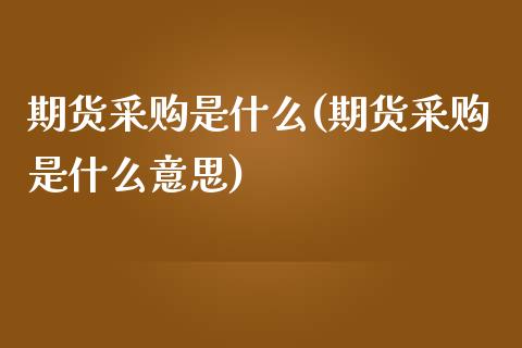 期货采购是什么(期货采购是什么意思)_https://www.liuyiidc.com_基金理财_第1张