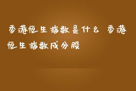 恒生指数是什么 恒生指数成分股_https://www.liuyiidc.com_恒生指数_第1张