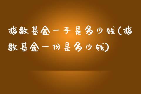 指数基金一手是多少钱(指数基金一份是多少钱)_https://www.liuyiidc.com_恒生指数_第1张