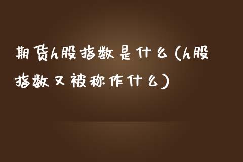 期货h股指数是什么(h股指数又被称作什么)_https://www.liuyiidc.com_期货知识_第1张