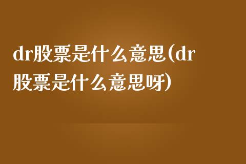 dr股票是什么意思(dr股票是什么意思呀)_https://www.liuyiidc.com_股票理财_第1张