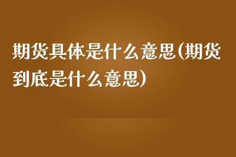 期货具体是什么意思(期货到底是什么意思)_https://www.liuyiidc.com_恒生指数_第1张