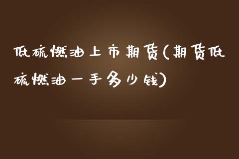 低硫燃油上市期货(期货低硫燃油一手多少钱)_https://www.liuyiidc.com_国际期货_第1张