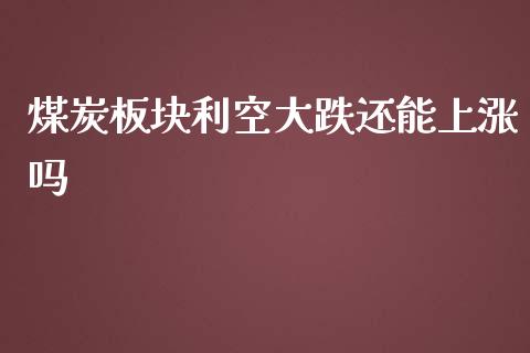 煤炭板块利空大跌还能上涨吗_https://www.liuyiidc.com_期货软件_第1张