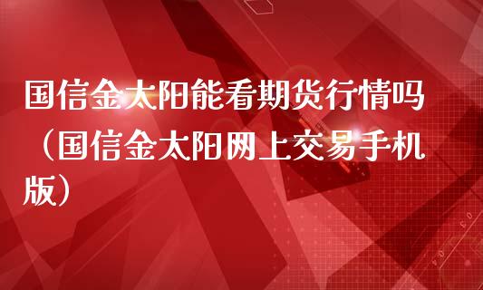 国信金太阳能看期货行情吗（国信金太阳网上交易版）_https://www.liuyiidc.com_原油直播室_第1张