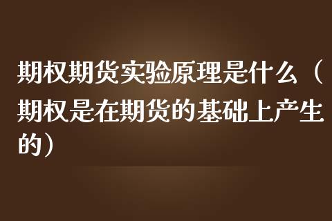 期权期货实验原理是什么（期权是在期货的基础上产生的）_https://www.liuyiidc.com_期货理财_第1张