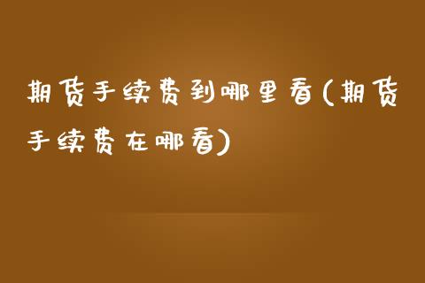 期货手续费到哪里看(期货手续费在哪看)_https://www.liuyiidc.com_纳指直播_第1张