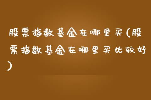 股票指数基金在哪里买(股票指数基金在哪里买比较好)_https://www.liuyiidc.com_股票理财_第1张