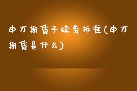 申万期货手续费标准(申万期货是什么)_https://www.liuyiidc.com_恒生指数_第1张