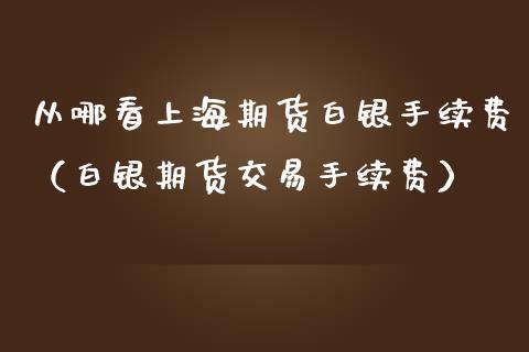 从哪看上海期货白银手续费（白银期货交易手续费）_https://www.liuyiidc.com_期货理财_第1张