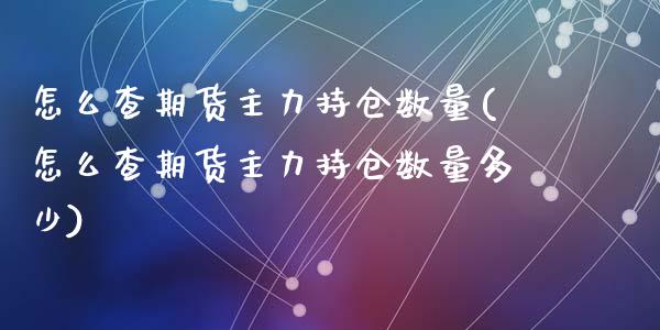 怎么查期货主力持仓数量(怎么查期货主力持仓数量多少)_https://www.liuyiidc.com_财经要闻_第1张