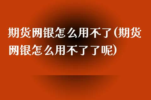 期货网银怎么用不了(期货网银怎么用不了了呢)_https://www.liuyiidc.com_黄金期货_第1张