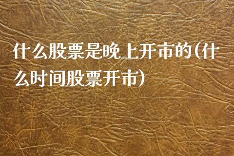 什么股票是晚上开市的(什么时间股票开市)_https://www.liuyiidc.com_理财百科_第1张