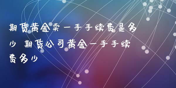 期货黄金卖一手手续费是多少 期货黄金一手手续费多少_https://www.liuyiidc.com_黄金期货_第1张