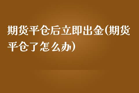 期货平仓后立即出金(期货平仓了怎么办)_https://www.liuyiidc.com_期货知识_第1张