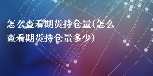 怎么查看期货持仓量(怎么查看期货持仓量多少)_https://www.liuyiidc.com_国际期货_第1张