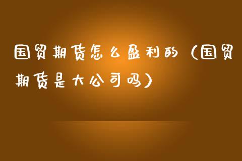 国贸期货怎么盈利的（国贸期货是大吗）_https://www.liuyiidc.com_黄金期货_第1张