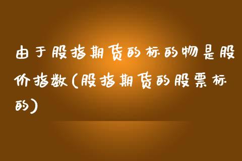 由于股指期货的标的物是股价指数(股指期货的股票标的)_https://www.liuyiidc.com_期货软件_第1张