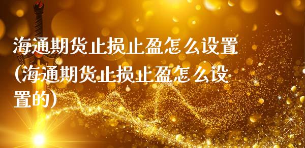 海通期货止损止盈怎么设置(海通期货止损止盈怎么设置的)_https://www.liuyiidc.com_基金理财_第1张