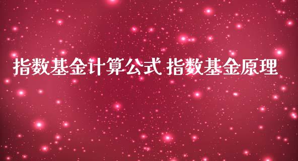 指数基金计算公式 指数基金原理