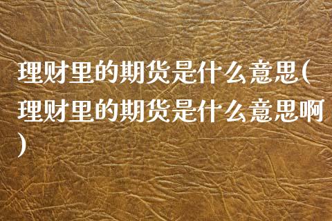 理财里的期货是什么意思(理财里的期货是什么意思啊)_https://www.liuyiidc.com_财经要闻_第1张