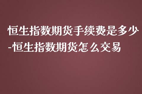 恒生指数期货手续费是多少-恒生指数期货怎么交易_https://www.liuyiidc.com_恒生指数_第1张